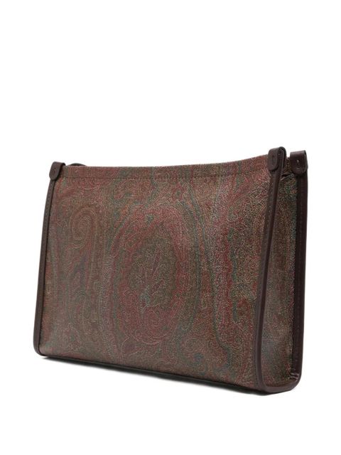 ETRO Paisley Pegasus cotton clutch bag - Brown