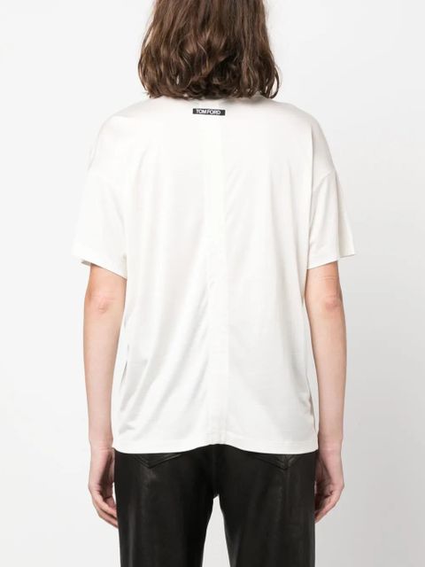TOM FORD logo-print silk T-shirt - White
