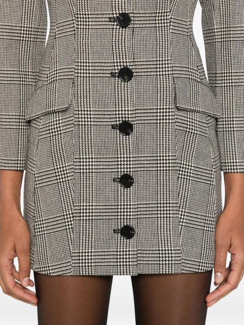 Self-Portrait check button mini dress - Black