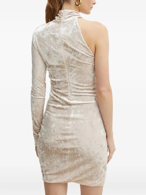 PINKO asymmetrical-sleeve gathered mini dress - Neutrals