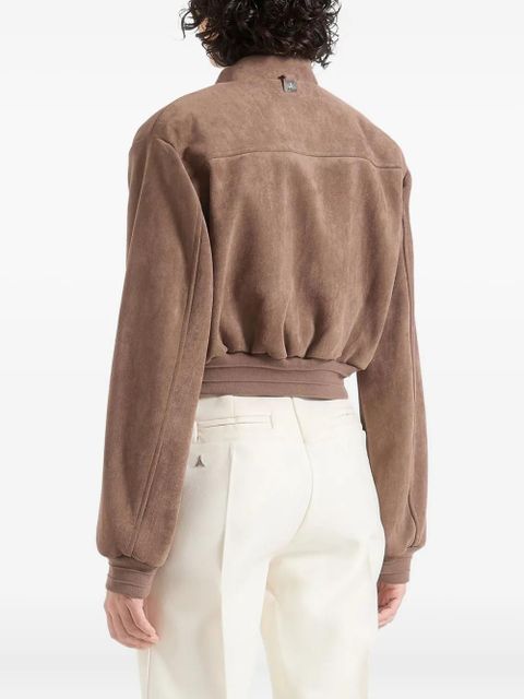Manière De Voir Monique wide-shoulder suede bomber jacket - Brown