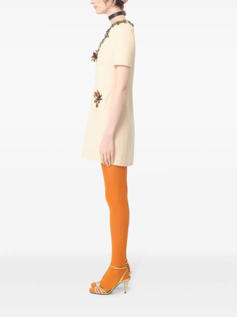 Valentino Garavani Crepe Couture embroidered mini dress - Neutrals