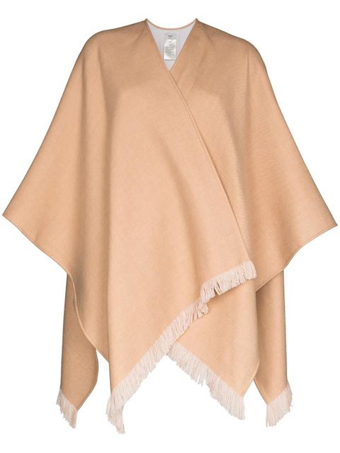 FENDI fringed logo poncho - Neutrals - zdjęcie produktu nr 1