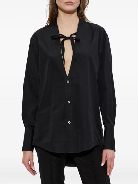 Maison Margiela frayed-edge tie-fastening shirt - Black