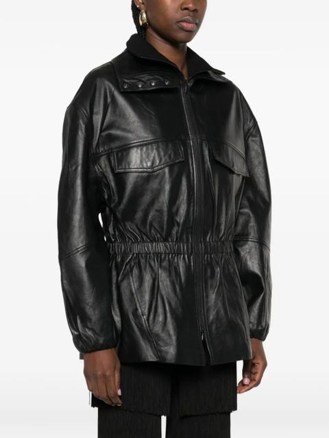 The Frankie Shop Carnaby Funnel neck leather jacket - Black