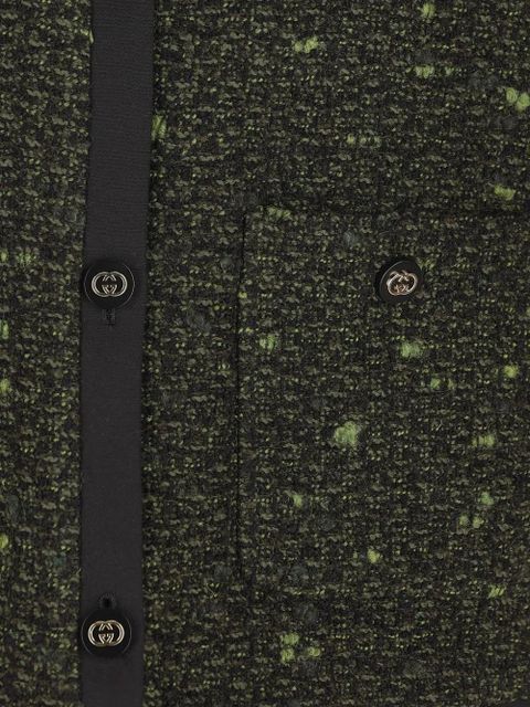 Gucci button-up tweed-fabric coat - Green