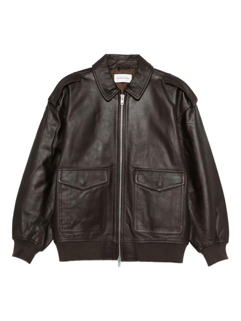 The Frankie Shop zip-fastening leather jacket - Brown - zdjęcie produktu nr 1