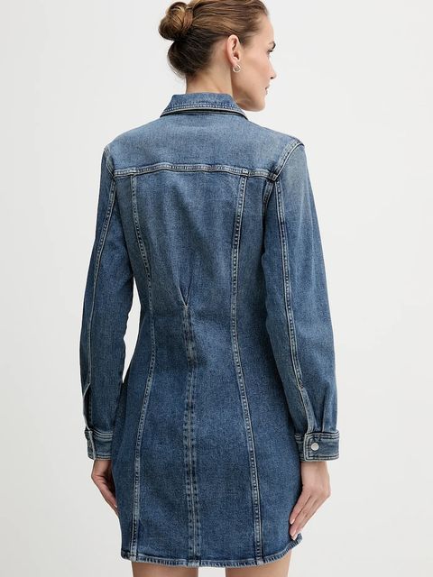 Calvin Klein Jeans sukienka jeansowa kolor niebieski mini dopasowana LV047D774G