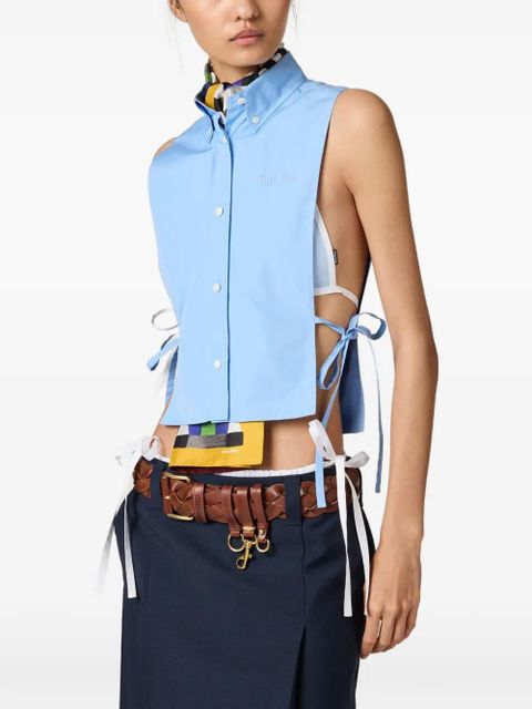 Miu Miu tie side sleeveless shirt - Blue