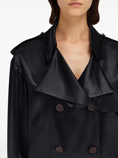 Ferragamo satin double-breasted trench coat - Black