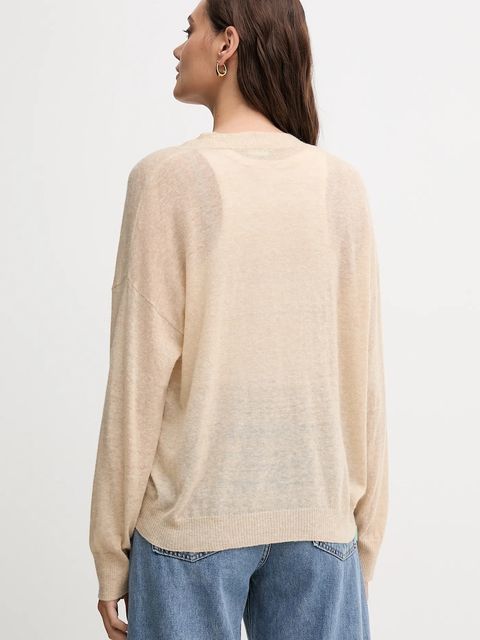 United Colors of Benetton kardigan z wełną damski kolor beżowy lekki 109PD6056 - zdjęcie produktu nr 2