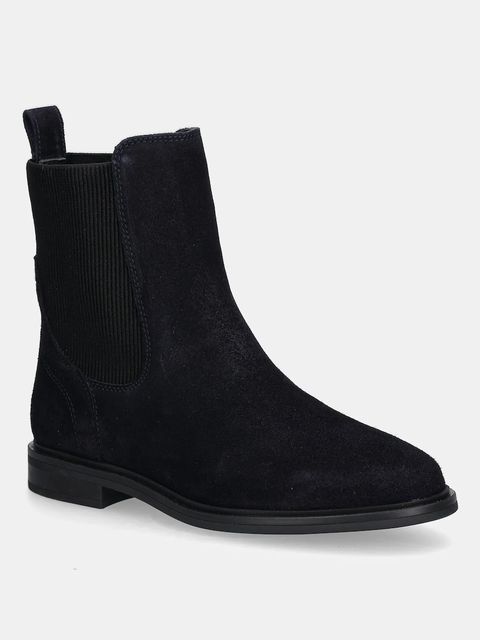 Tommy Hilfiger sztyblety zamszowe FLAG SUEDE CHELSEA BOOT damskie kolor granatowy na płaskim obcasie FW0FW08780 - zdjęcie produktu nr 1