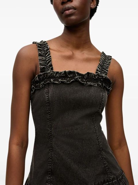 GANNI ruffle-detail midi dress - Black