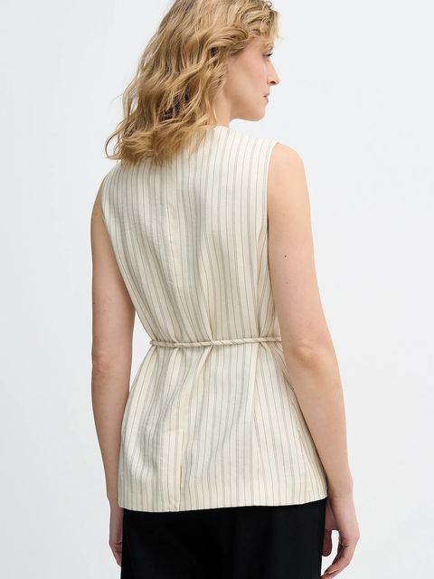 Sisley kamizelka kolor beżowy jednorzędowa 24QVLJ00V