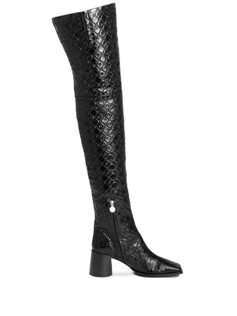 Marine Serre 65mm monogram-embossed leather boots - Black - zdjęcie produktu nr 1