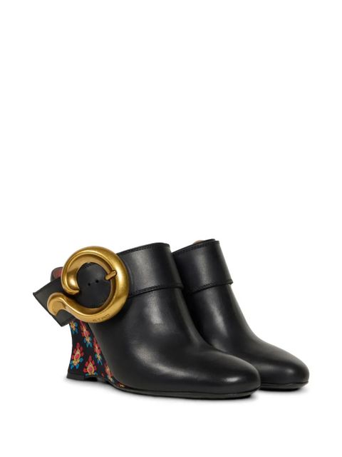 ETRO paisley buckle wedge mules - Black