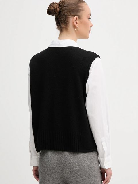 United Colors of Benetton kamizelka z dodatkiem wełny kolor czarny lekki 126WD10BA