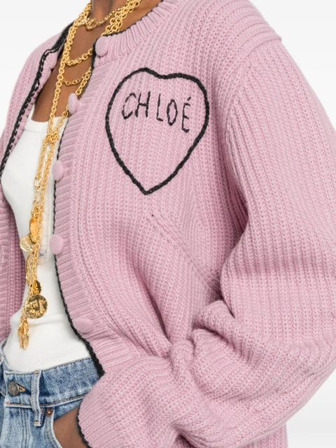 Chloé logo rib knit cardigan - Pink