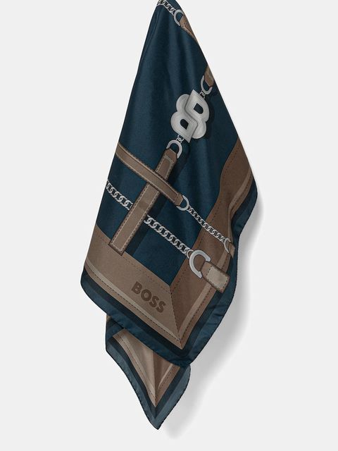 BOSS apaszka jedwabna kolor niebieski wzorzysta 50536118 - zdjęcie produktu nr 1