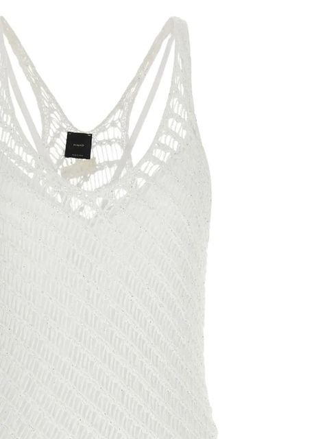 PINKO mesh V-neck miraggio dress - White