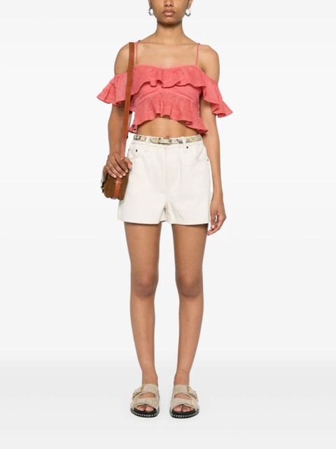 ISABEL MARANT Eliani off-shoulder embroidered top - Pink