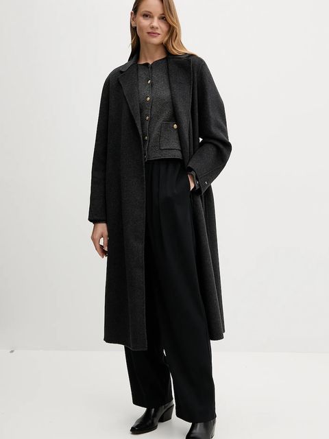 Tommy Hilfiger płaszcz z wełną kolor szary WW0WW47286