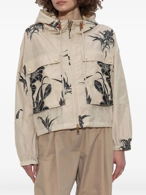 Moncler floral-print jacket - Neutrals