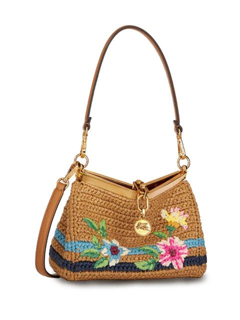 ETRO Vela floral-embroidered crossbody bag - Neutrals