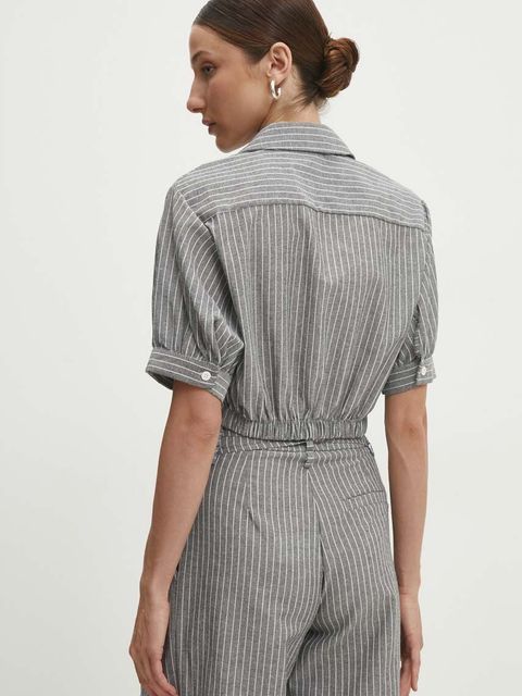 Answear.LAB koszula damska kolor szary relaxed z kołnierzykiem klasycznym