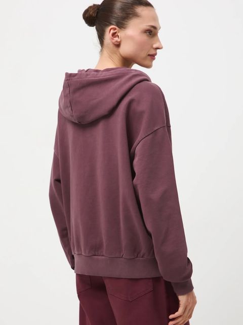 Medicine bluza bawełniana damska kolor fioletowy z kapturem gładka