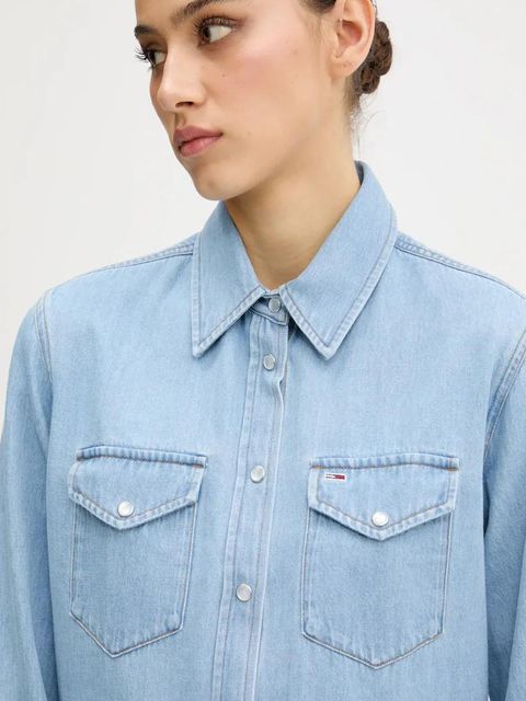 Tommy Jeans sukienka jeansowa kolor niebieski mini prosta DW0DW20111