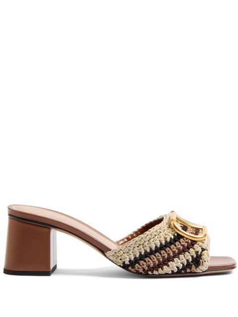 Valentino Garavani 60mm VLogo Signature embroidered sandals - Neutrals - zdjęcie produktu nr 1