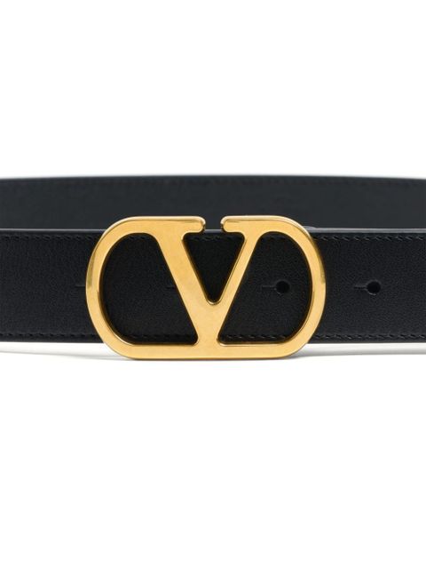 Valentino Garavani logo-buckle leather belt - Black