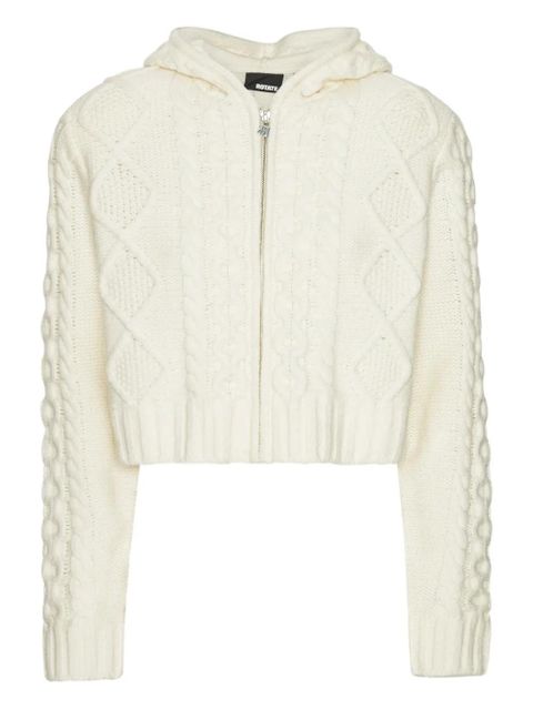 ROTATE BIRGER CHRISTENSEN cable-knit hooded cardigan - White - zdjęcie produktu nr 1