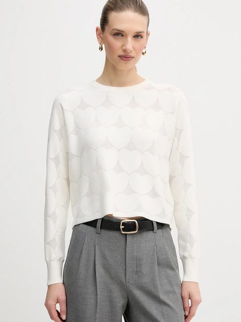 OUI sweter z domieszką jedwabiu damski kolor beżowy lekki 96105 - zdjęcie produktu nr 1