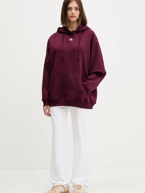 adidas Originals bluza Os Hoodie Fl damska kolor bordowy z kapturem gładka KW1900