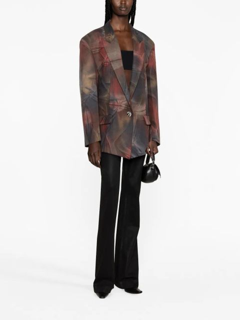 The Attico Glen tie-dye oversized blazer - Brown