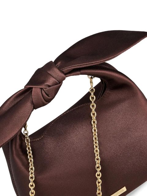 Aquazzura bow-detail satin mini bag - Brown