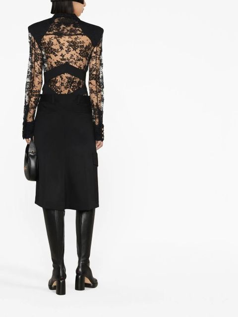 Balmain Tweed and lace plastron shirt - Black