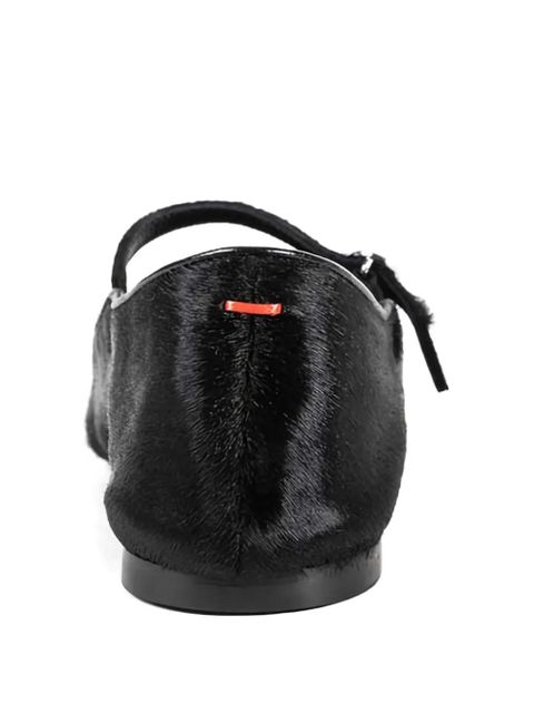 Aeyde Mary-Jane pony hair strap ballet flats - Black