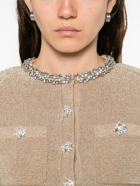 Self-Portrait embellished ruffled mini dress - Gold