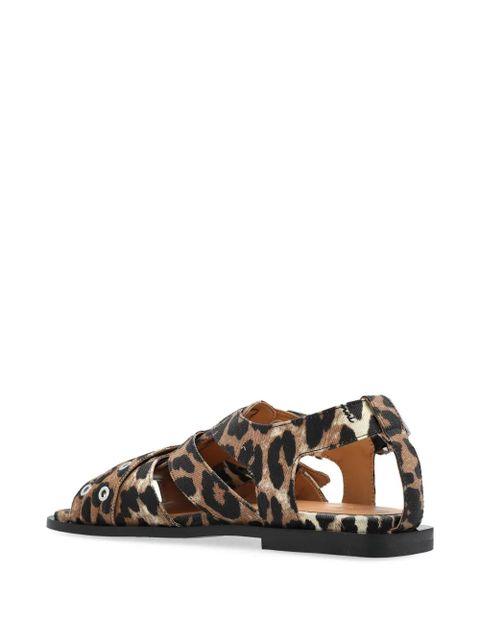 GANNI leopard-print sandals - Brown