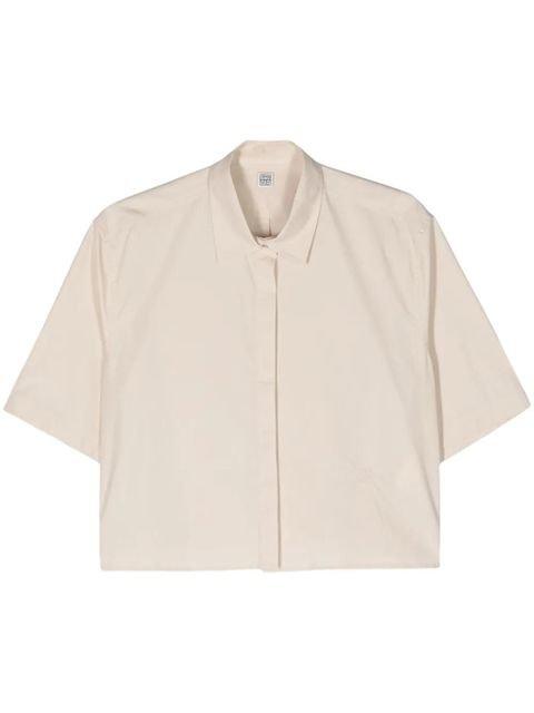 TOTEME Veran organic cotton cropped shirt - Neutrals