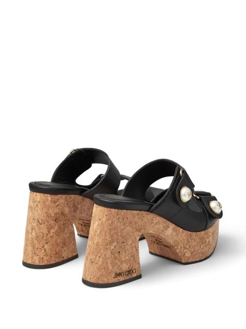 Jimmy Choo Fayence 95mm leather platform sandals - Black