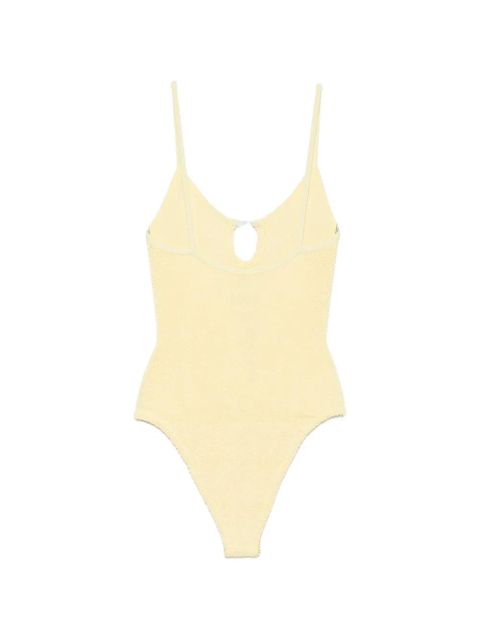 Hunza G Mia bead-embellished crinkle-effect swimsuit - Yellow - zdjęcie produktu nr 2