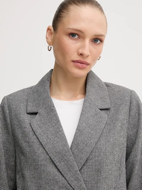 Pepe Jeans marynarka z domieszką wełny kolor szary dwurzędowa wzorzysta PL4024351