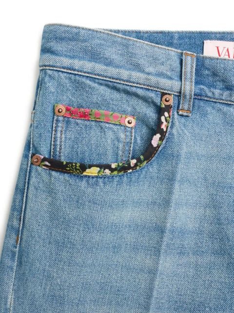 Valentino Garavani floral-trim jeans - Blue