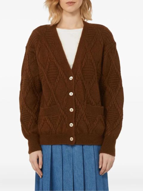 Weekend Max Mara diamond-pattern cable-knit cardigan - Brown