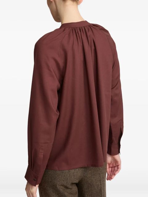 Yves Salomon pleated-neck shirt - Brown