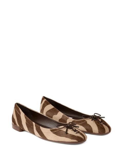 Jimmy Choo Scarlett zebra-print leather ballerina flats - Brown - zdjęcie produktu nr 2